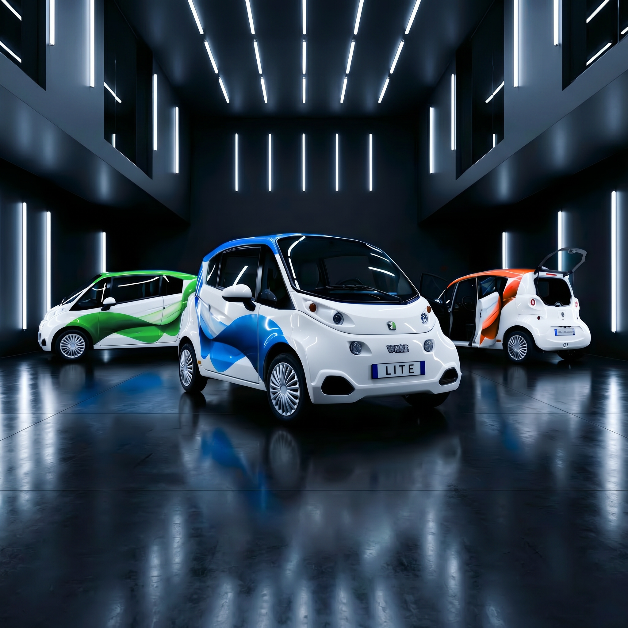 SHOW ROOM LITE 3 Weez Lite d'Eon motors de 3 couleurs dans un show room